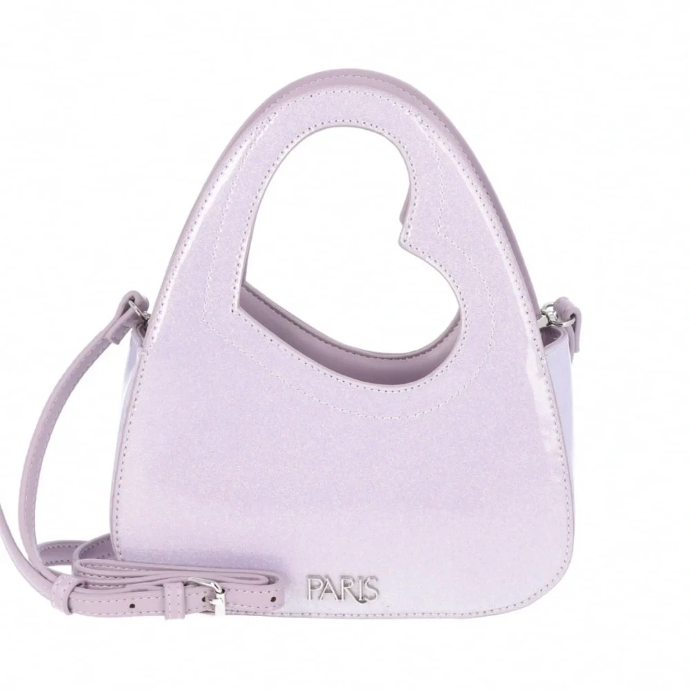 Paris Hilton Lilac Glitter Heart Crossbody Y2K Mini Purse, Purple Shoulder Bag - Picture 5 of 5